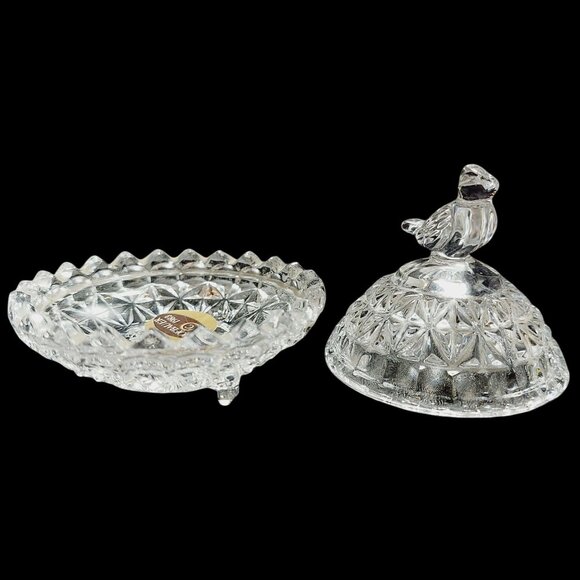 Vintage Hofbauer Byrds Trinket Dish and Lid Bavarian Crystal Jewelry Box German - Picture 6 of 11